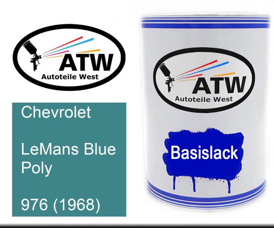 Chevrolet, LeMans Blue Poly, 976 (1968): 500ml Lackdose, von ATW Autoteile West.